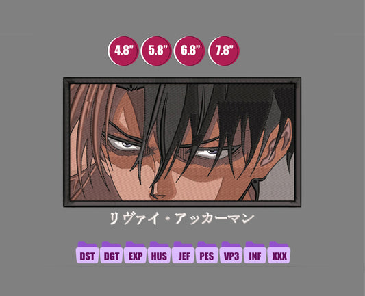 Levi Akkerman Anime Embroidery Design, Anime Machine Embroidery Design 40