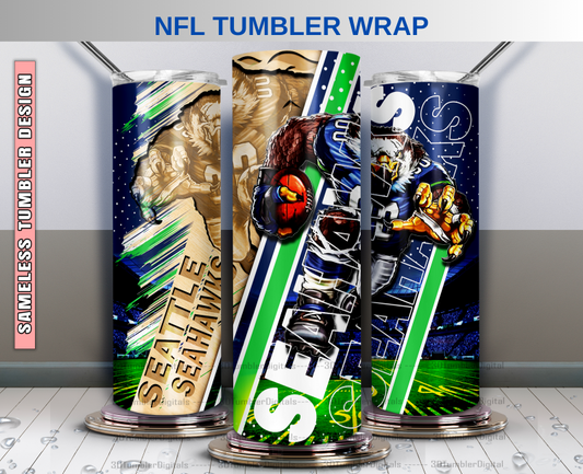 Seahawks Tumbler Wrap , Nfl Wood Mascot Tumbler Wrap, Nfl Mascot Tumbler 40