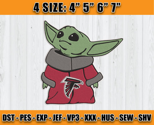 Atlanta Falcons Embroidery, Baby Yoda Embroidery, NFL Machine Embroidery Digital 43