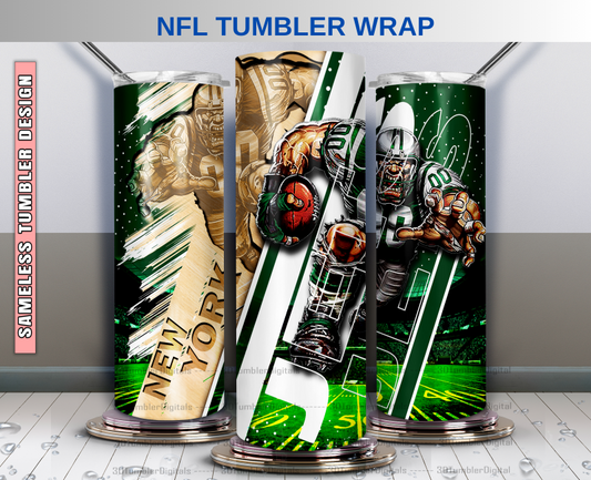 NY Jets Tumbler Wrap , Nfl Wood Mascot Tumbler Wrap, Nfl Mascot Tumbler 44
