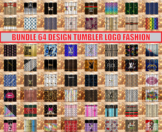 Bundle Logo Fashion Luxury Tumbler Wrap, Full Tumbler Wrap, Tumblers Designs Skinny Straight & Tapered Png 44