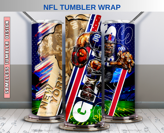 NY Giants Tumbler Wrap , Nfl Wood Mascot Tumbler Wrap, Nfl Mascot Tumbler 45