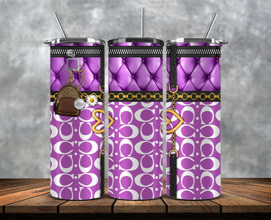 Fashion Tumbler Wraps, Luxury Skinny Tumbler, Coach Tumbler Png, Pattern Logo Fashion Tumbler Wraps 46