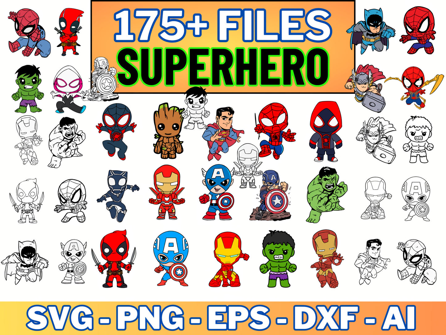 175 Superhero Svg Bundle, Bundle Cartoon Svg 46