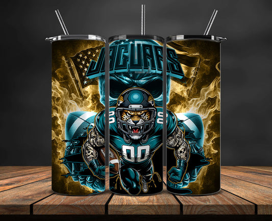 Jacksonville Jaguars Fire Tumbler Wraps,NFL Tumbler Wrap By AI, AI Tumbler Design 47
