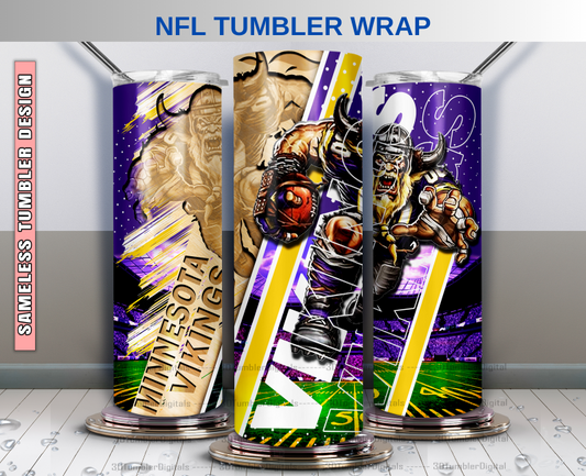 Vikings Tumbler Wrap , Nfl Wood Mascot Tumbler Wrap, Nfl Mascot Tumbler 48