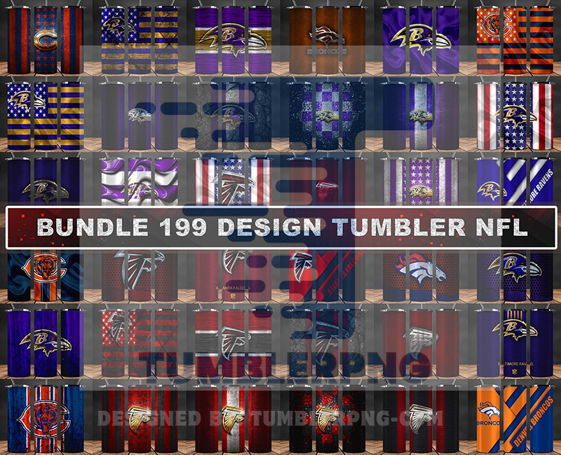 199 Designs NFL Logo Tumbler Wrap, Bundle Sport Tumbler 48