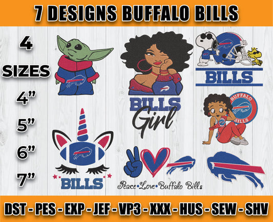 Buffalo Bills Football Logo Embroidery Bundle, Bundle NFL Logo Embroidery