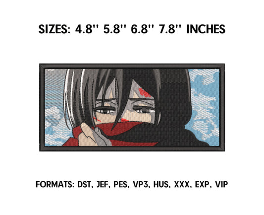 Mikasa Anime Embroidery Design, Anime Machine Embroidery Design 04