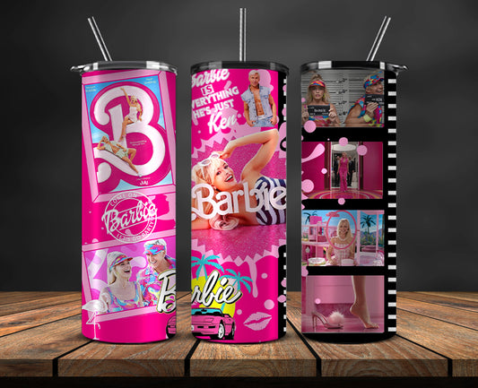 Barbie Tumbler Wrap, Barbie Doll PNG, Barbie 3D Skinny 20oz 04