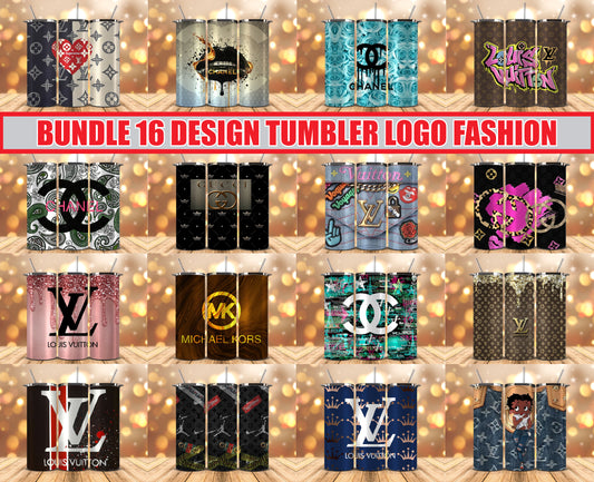 Bundle Logo Fashion Luxury Tumbler Wrap, Full Tumbler Wrap, Tumblers Designs Skinny Straight & Tapered Png 04