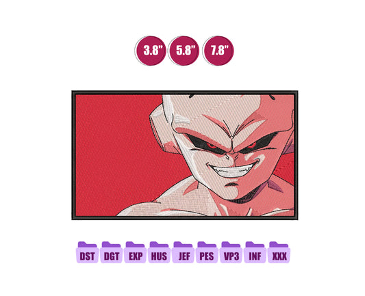 Kid Buu Anime Embroidery Design, Anime Machine Embroidery Design 50