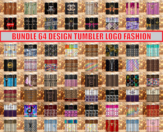 Bundle Logo Fashion Luxury Tumbler Wrap, Full Tumbler Wrap, Tumblers Designs Skinny Straight & Tapered Png 50