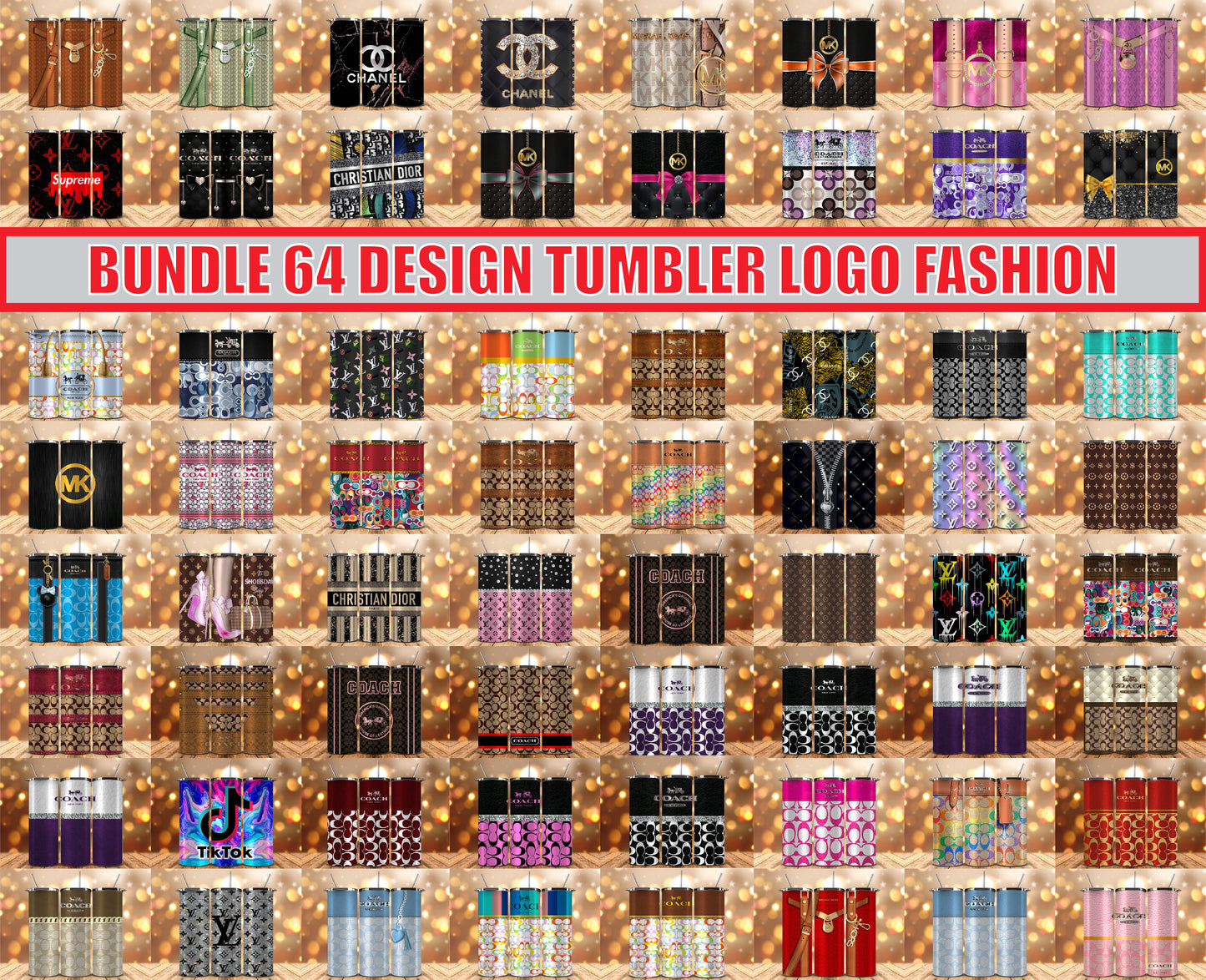 Bundle Logo Fashion Luxury Tumbler Wrap, Full Tumbler Wrap, Tumblers Designs Skinny Straight & Tapered Png 50