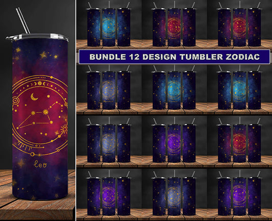 12 Zodiac Bundle 20oz Tumbler Sublimation Design ,Zodiac Tumbler wrap 50