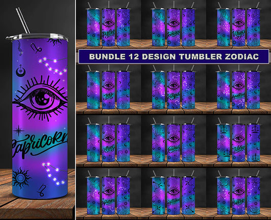 12 Zodiac Bundle 20oz Tumbler Sublimation Design ,Zodiac Tumbler wrap 51