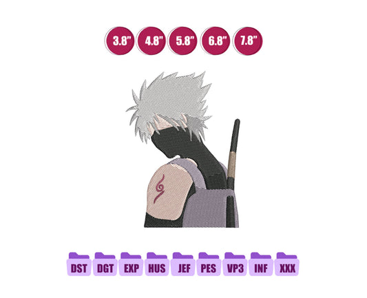 Kakashi Anime Embroidery Design, Anime Machine Embroidery Design 53