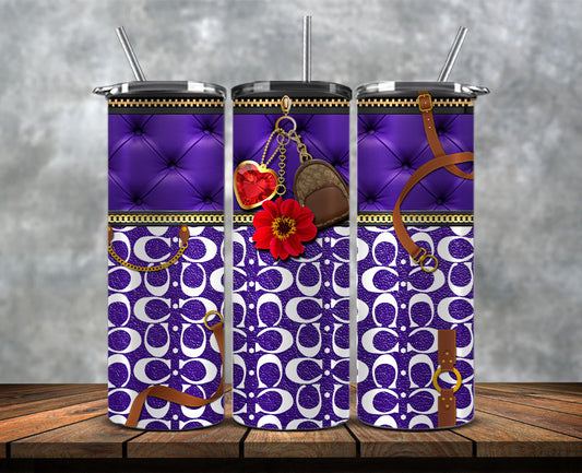 Fashion Tumbler Wraps, Luxury Skinny Tumbler, Coach Tumbler Png, Pattern Logo Fashion Tumbler Wraps 53