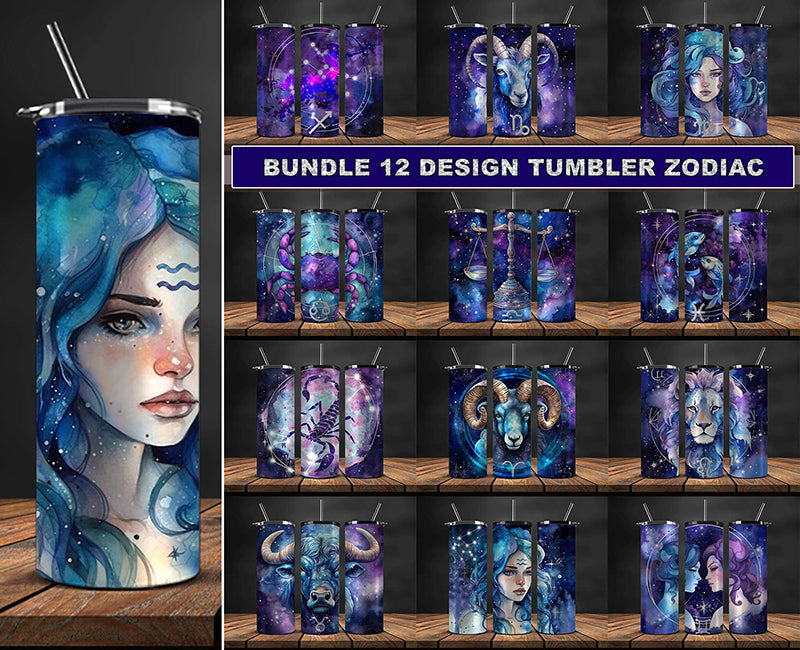 12 Zodiac Bundle 20oz Tumbler Sublimation Design ,Zodiac Tumbler wrap 54