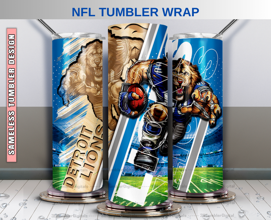 Detroit Lions Tumbler Wrap , Nfl Wood Mascot Tumbler Wrap, Nfl Mascot Tumbler 58