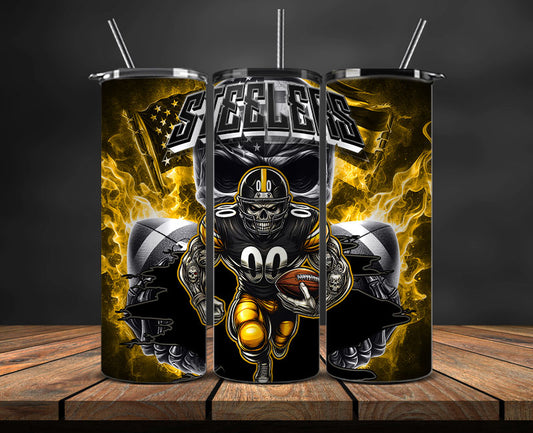Pittsburgh Steelers Fire Tumbler Wraps,NFL Tumbler Wrap By AI, AI Tumbler Design 59