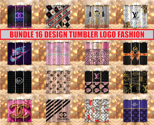 Bundle Logo Fashion Luxury Tumbler Wrap, Full Tumbler Wrap, Tumblers Designs Skinny Straight & Tapered Png 05