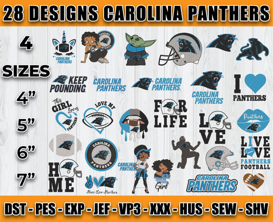 Carolina Panthers Football Logo Embroidery Bundle, Bundle NFL Logo Embroidery