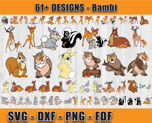 61 Designs Bambi Svg Bundle, Bundle Cartoon Svg 05