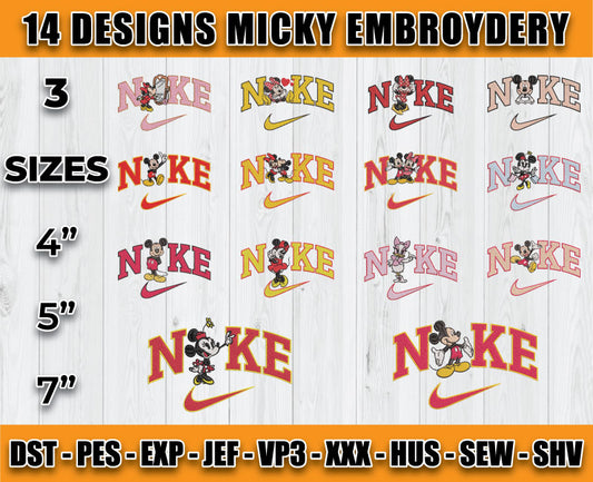 14 Designs Micky Embroidery, Bundle Cartoon Embroidery 05