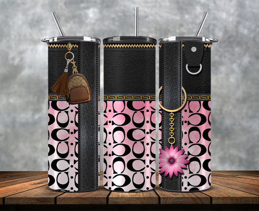 Fashion Tumbler Wraps, Luxury Skinny Tumbler, Coach Tumbler Png, Pattern Logo Fashion Tumbler Wraps 60