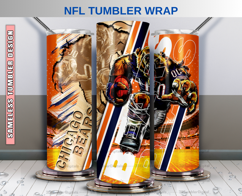 Bears Tumbler Wrap , Nfl Wood Mascot Tumbler Wrap, Nfl Mascot Tumbler 63