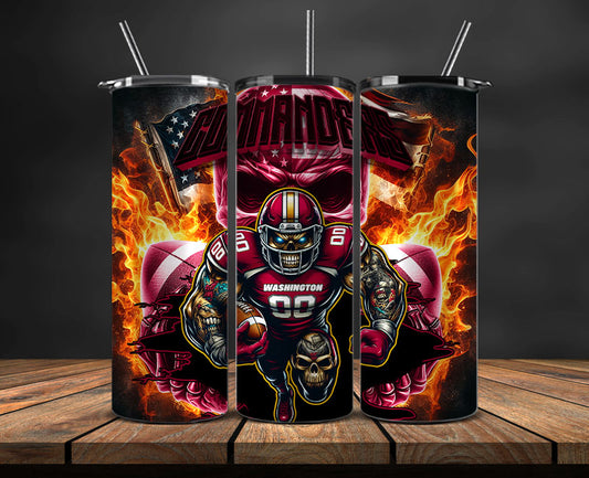 Washington Commanders Fire Tumbler Wraps,NFL Tumbler Wrap By AI, AI Tumbler Design 64