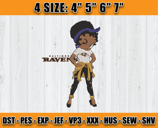 Ravens Embroidery, Betty Boop Embroidery, NFL Machine Embroidery Digital 65
