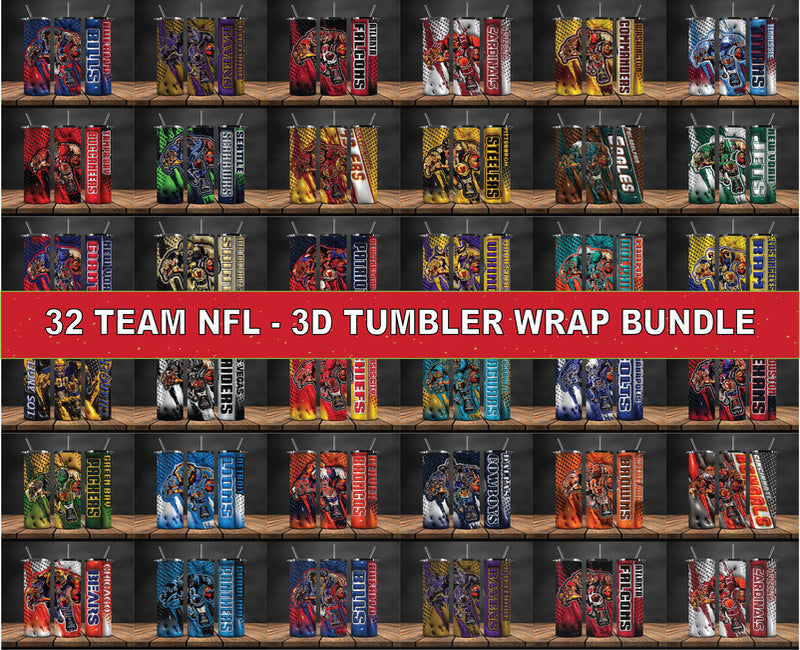 3D Nfl Tumbler Wrap Bundle , Nfl Mascot Tumbler 65