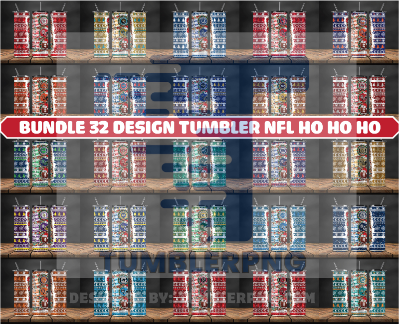 Bundle 32 Design Tumbler NFL Ho Ho Ho, Christmas Ho Ho Ho Tumbler Wrap, NFL Patterns Christmas Png , Bundle Sport Tumbler  65
