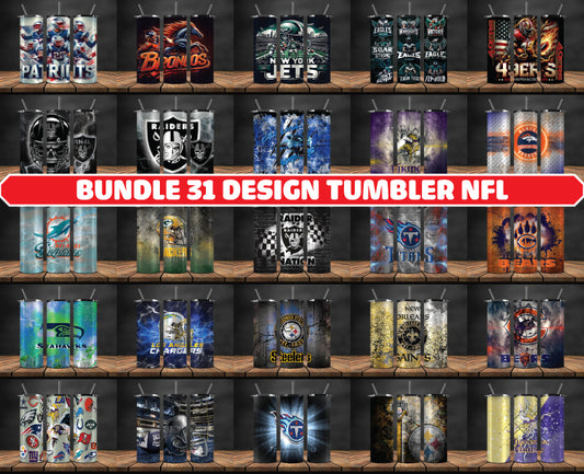 Bundle Sport Tumbler 31 Designs, American Football Tumbler PNG -68