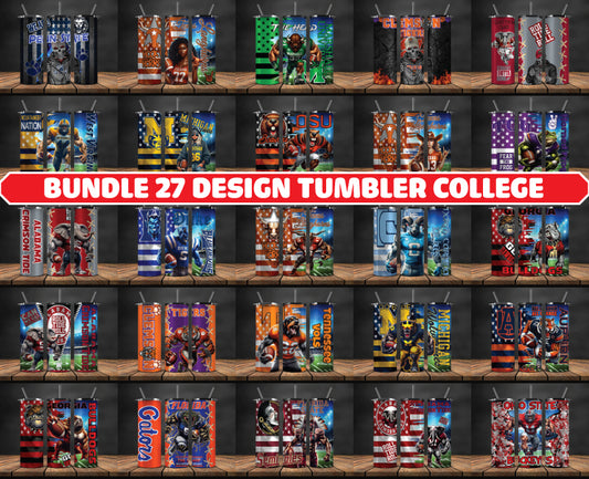 Bundle Sport Tumbler 27 Designs NCAA University College Tumbler Wraps DS-70