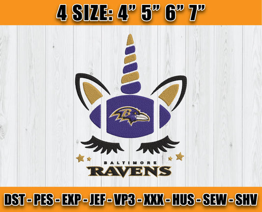 Ravens Embroidery, Unicorn Embroidery, NFL Machine Embroidery Digital 69