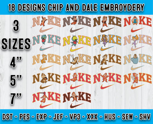 18 Design Chip And Dale Embroidery, Bundle Cartoon Embroidery