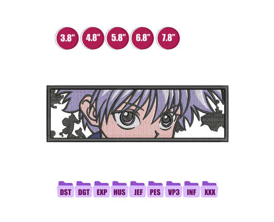 Killua Rectangular Anime Embroidery Design, Anime Machine Embroidery Design 70