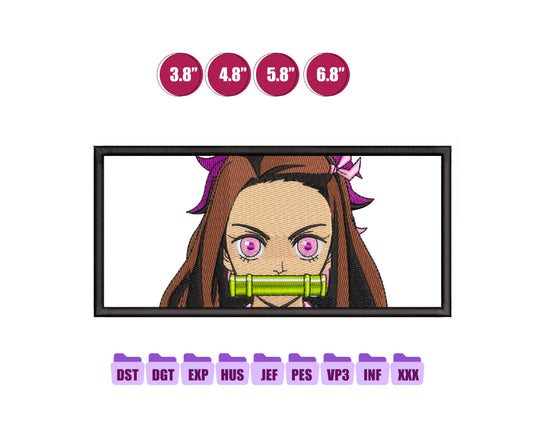 Nezuko Anime Embroidery Design, Anime Machine Embroidery Design 72