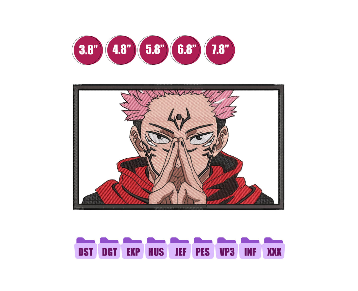 Sukuna Anime Embroidery Design, Anime Machine Embroidery Design 74