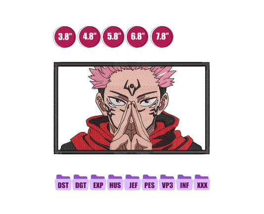 Sukuna Anime Embroidery Design, Anime Machine Embroidery Design 74