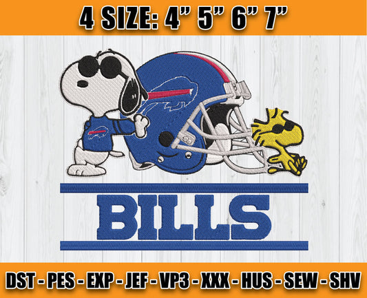 Buffalo Bills Embroidery, Snoopy Embroidery, NFL Machine Embroidery Digital 75