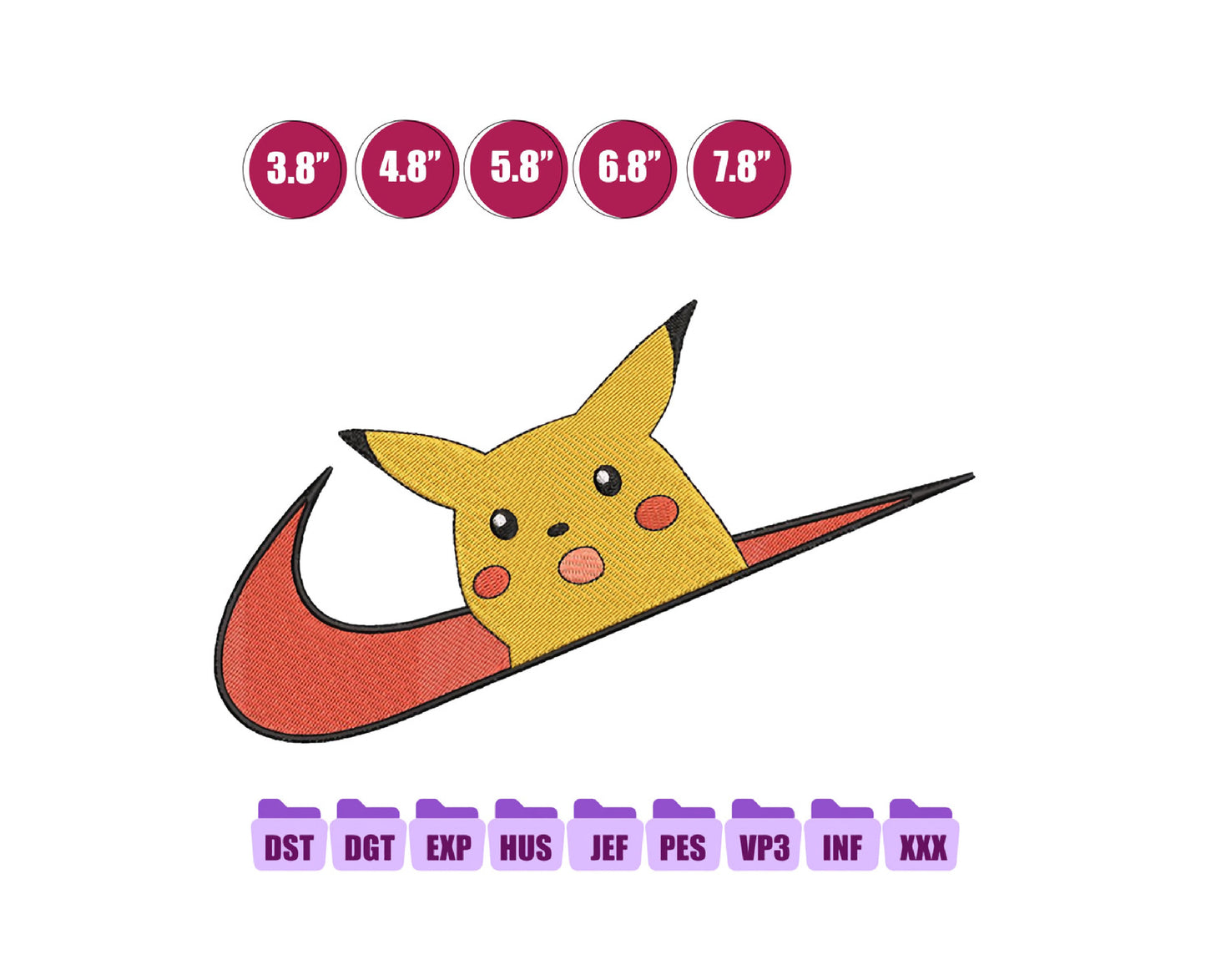 Ni ke Pikachu Anime Embroidery Design, Ni ke Anime Embroidery Designs 78