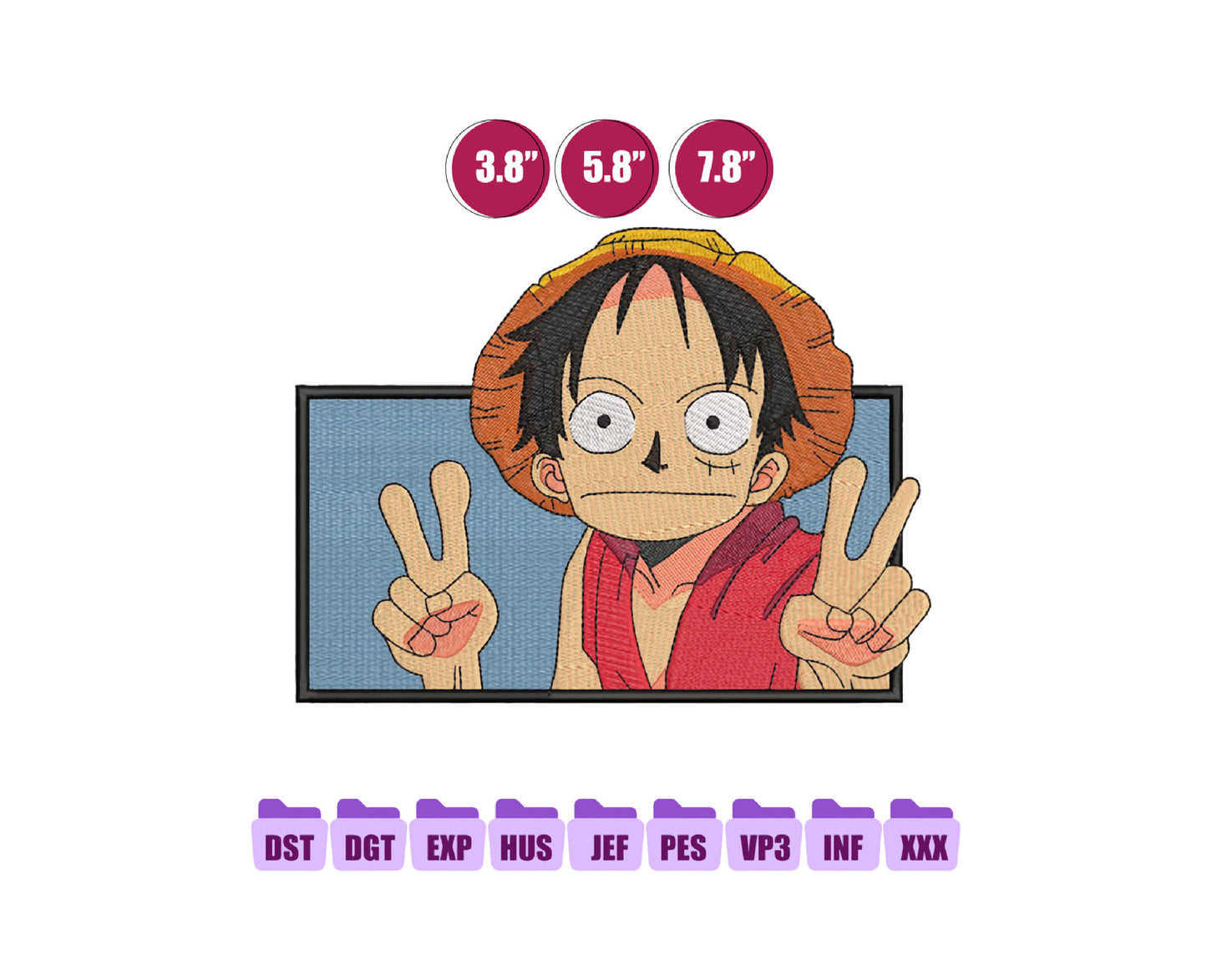 Luffy Funny Anime Embroidery Design, Anime Machine Embroidery Design 79