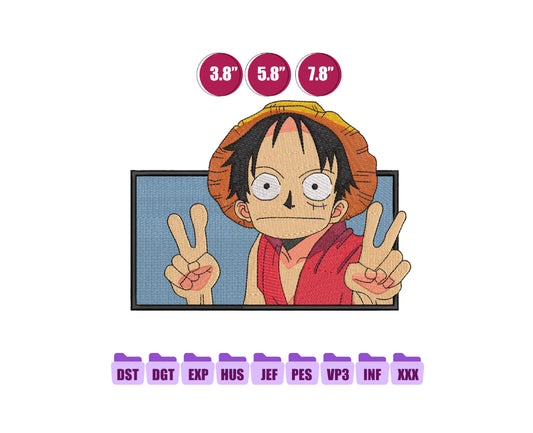 Luffy Funny Anime Embroidery Design, Anime Machine Embroidery Design 79