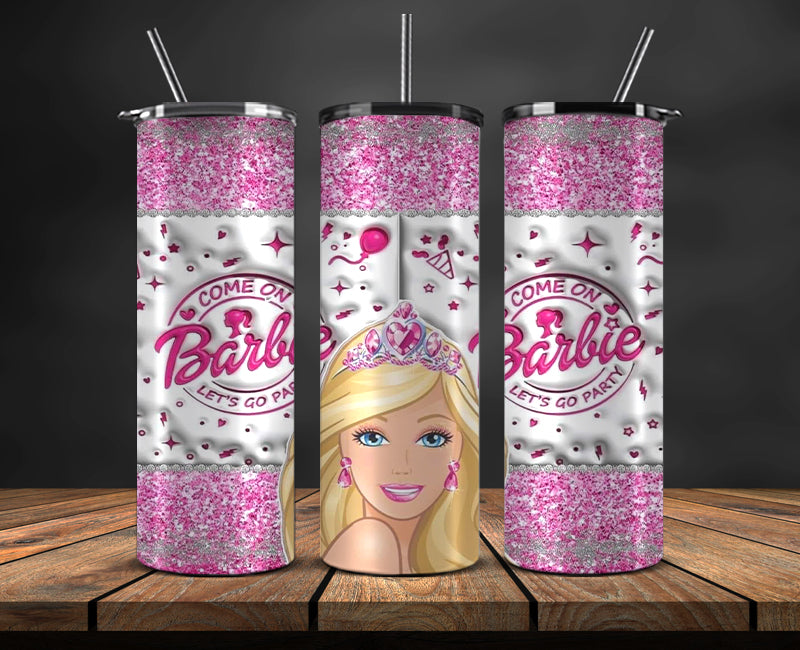 Barbie Tumbler Wrap, Barbie Doll PNG, Barbie 3D Skinny 20oz 07
