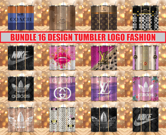 Bundle Logo Fashion Luxury Tumbler Wrap, Full Tumbler Wrap, Tumblers Designs Skinny Straight & Tapered Png 07