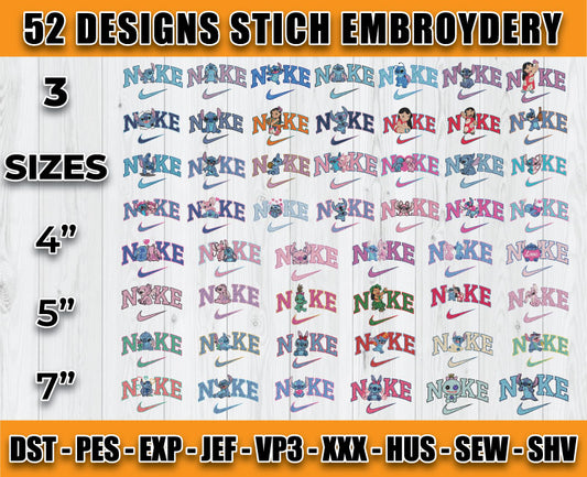 52 Designs Stich Embroidery, Bundle Cartoon Embroidery 07